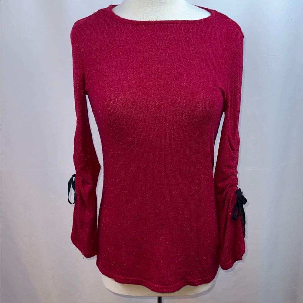 Juicy Couture Vibrant Red Metallic Tunic Sweater, XS
